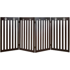 36 Inch Folding Wooden Freestanding Pet Gate with 360° Hinge