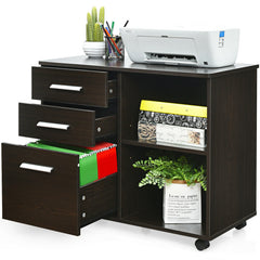 3-Drawer Mobile Lateral File Cabinet Printer Stand