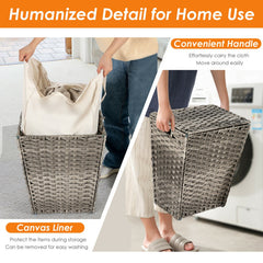 Foldable Handwoven Laundry Basket with Removable Liner
