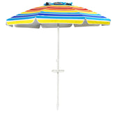 7.2 Feet Portable Outdoor Beach Umbrella with Sand Anchor and Tilt Mechanism