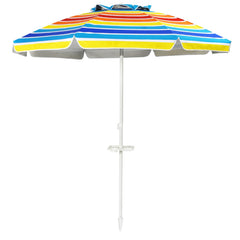 7.2 Feet Portable Outdoor Beach Umbrella with Sand Anchor and Tilt Mechanism