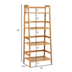 4-Tier Bamboo Plant Rack with Guardrails Stable and Space-Saving