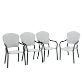 Set of 4 Patio Rattan Stackable Dining Chair with Armrest for Garden
