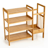 4-Tier Bamboo Shoe Rack Organiser with Umbrella Holder