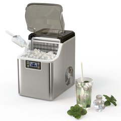 Portable Countertop Ice Maker with Ice Scoop and Basket