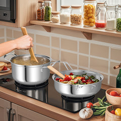 12 Piece Pots and Pans Set with Tempered Glass Lids and Handles