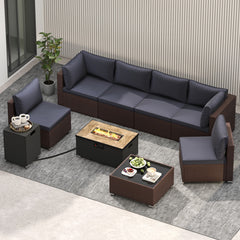 12 Pieces Outdoor Furniture Set with 32 Inch Fire Pit Table and Propane Tank Cover