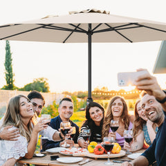 12 Feet Patio Umbrella with Crank Handle and 8 Sturdy Ribs