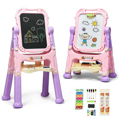 Height Adjustable Kids Art Easel Magnetic Double-Sided Board
