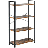 4-Tier Rustic Bookshelf Industrial Bookcase Diaplay Shelf Storage Rack
