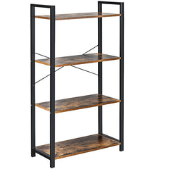4-Tier Rustic Bookshelf Industrial Bookcase Diaplay Shelf Storage Rack