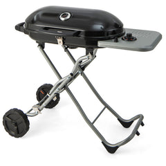 15000 BTU Portable Propane BBQ Grill with Wheels and Side Shelf