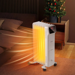 1500W Oil Filled Radiator Heater with Remote Control 3 Modes 24H Timer