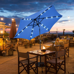 9 Feet Solar LED Lighted Patio Market Umbrella with Tilt Adjustment without Base