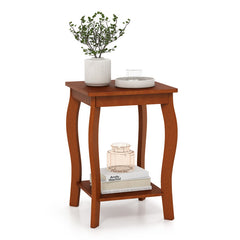 15 Inch 2-Tier Square End Table with Storage Shelf