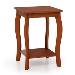 15 Inch 2-Tier Square End Table with Storage Shelf