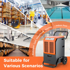 163 Pints Commercial Dehumidifier with Drain Hose and 24H Timer