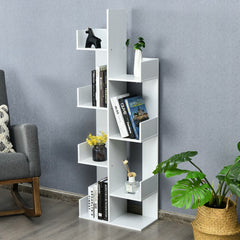 8 Shelf Wood Bookshelf with 8 Book Shelves for Home Office Decor