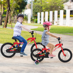 16/18 Inch Kids Bike with LED Lights Adjustable Carbon Steel Bicycle for 4-8 Years Old