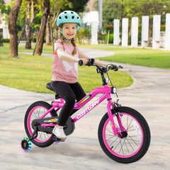 16/18 Inch LED Lighted Kids Bike with Training Wheels and Headlight for Ages 4-8 Years