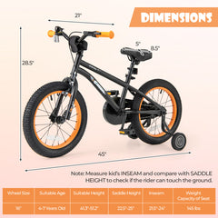 14/16/18 Inch Kids Bike Sport Bicycle for 3-8 Years Old with Adjustable Seat