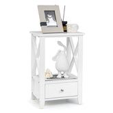 2-Tier 16 x 14 Inch Multifunctional Nightstand with Storage Drawer