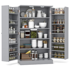 17-Tier Kitchen Pantry Cabinet with 2 Doors and 6 Adjustable Shelves