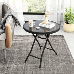 18 Inch Folding Side Table Patio Round Compact Coffee Table