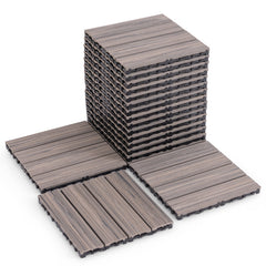 18 Pieces 12 x 12 Inch Interlocking Deck Tiles for 1.7? Total Splicing Area