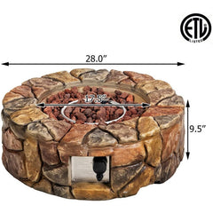 40,000 BTU Stone Gas Fire Stove Pit for Outdoor Patio Garden Backyard