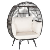 Oversized Patio Rattan Egg Lounge Chair with Cushions Indoor and Outdoor