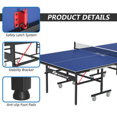 9 x 5 Feet Foldable Table Tennis Table with Quick Clamp Net and Post Set