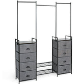 3-in-1 Portable Multifunctional Dresser with 8 Fabric Drawers and Metal Rack