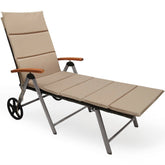 Foldable Wicker Outdoor Chaise Lounge Chair with Aluminum Frame