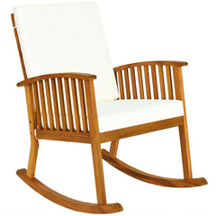 Outdoor Acacia Wood Rocking Chair with Detachable Washable Cushions