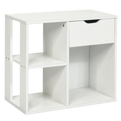 3-Cube Bookcase 2-tier Wooden Storage Shelf with Pull-out Drawer
