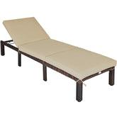 Paito Wicker Chaise Lounger with Adjustable Backrest and Cushion