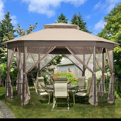 10鈥檟 12鈥 Octagonal Patio Gazebo with Mosquito Net