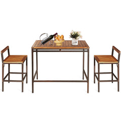 3 Pieces Patio Rattan Wicker Bar Dining Furniture Set