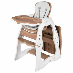 3-in-1 Infant Table and Chair Set Baby High Chair In Brown