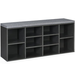 10-Cube Organizer Shoe Storage Bench with Cushion for Entryway