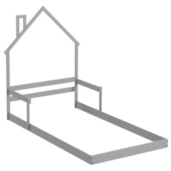 Twin Size Floor Bed with Chimney and Headboard and Handrail