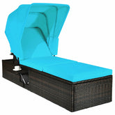 Outdoor Adjustable Cushioned Chaise Lounge Chair with Folding Canopy