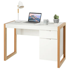 Modern Computer Desk Writing Workstation with Cabinet and Drawer
