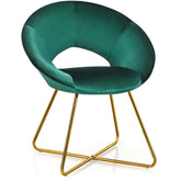 Modern Accent Velvet Dining Arm Chair with Golden Metal Legs and Soft Cushion