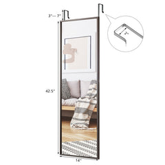 42.5 x 14 Inch Full Length Metal Door Mirror with Adjustable Hook
