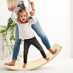 Wooden Wobble Balance Board Kids 35 Inch Rocker Yoga Curvy Board Toy with Felt Layer