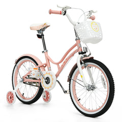 18 Inch Kids Adjustable Bike with Training Wheels for 6-9 Years Old