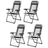 4 Pieces Patio Garden Adjustable Reclining Folding Chairs with Headrests