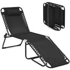 Folding Heightening Design Beach Lounge Chair with Pillow for Patio